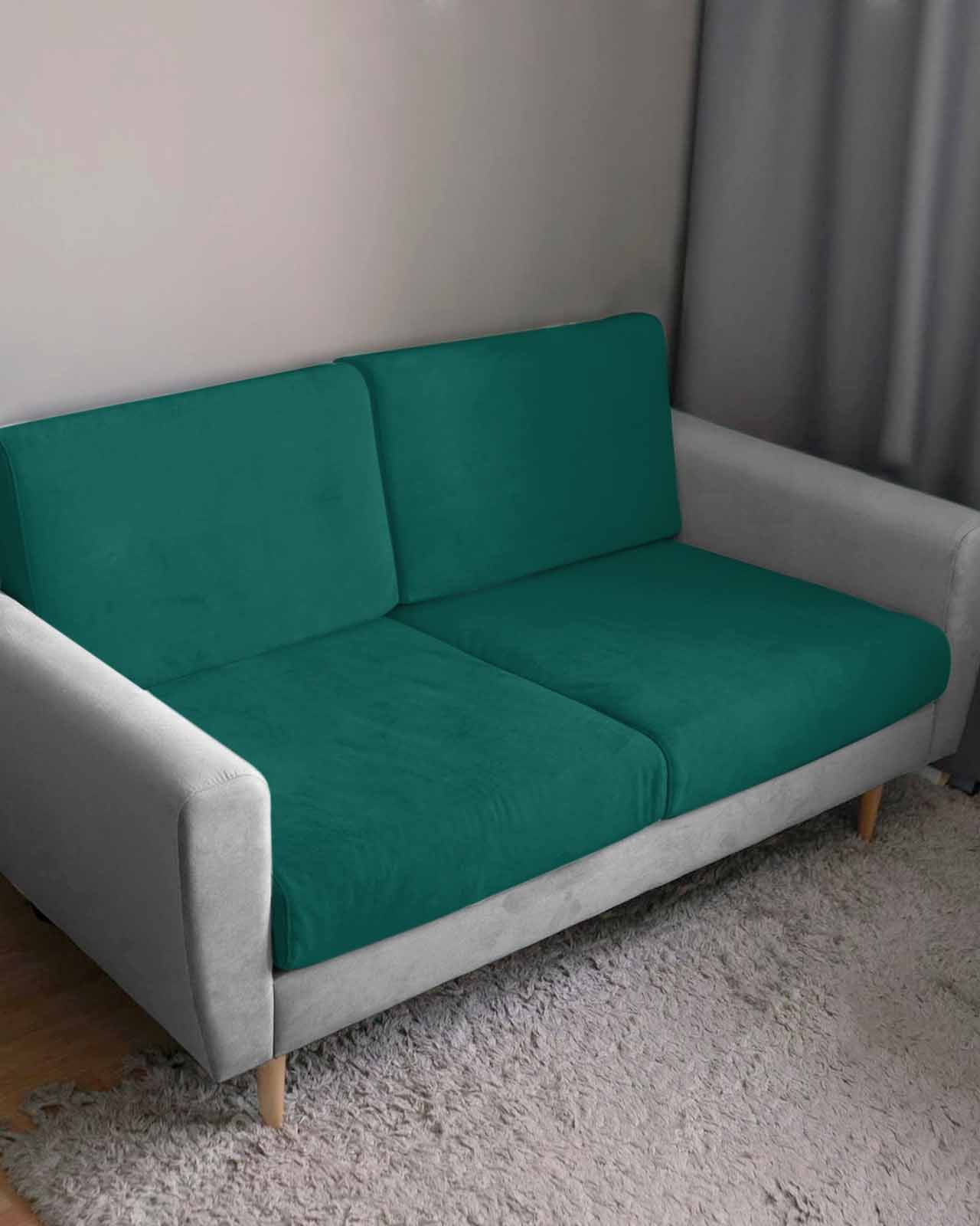 Dark Green Couch Cushion Covers Stretch, Washable Sofa Seat Covers Individual Seat Cushion Sofa Slipcovers Modern Pure Dark Green Couch Cover Furniture Protector S-1PCS