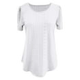 thumbnail image 6 of YOTMKGDO Short Sleeve Crew Neck Shirt | Women's Puffed Sleeve Hole Hollow Casual T Shirt, summer tops for women (White, XL), 6 of 6
