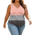 thumbnail image 4 of cocolona Womens Plus Size Tank Tops Striped Printed V Neck Oversized Sleeveless Shirts Trendy Casual Loose Tees, 4 of 7