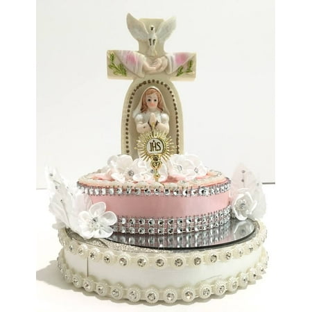 First Communion Cake Topper Girl Cross Cake Decoration Religious
