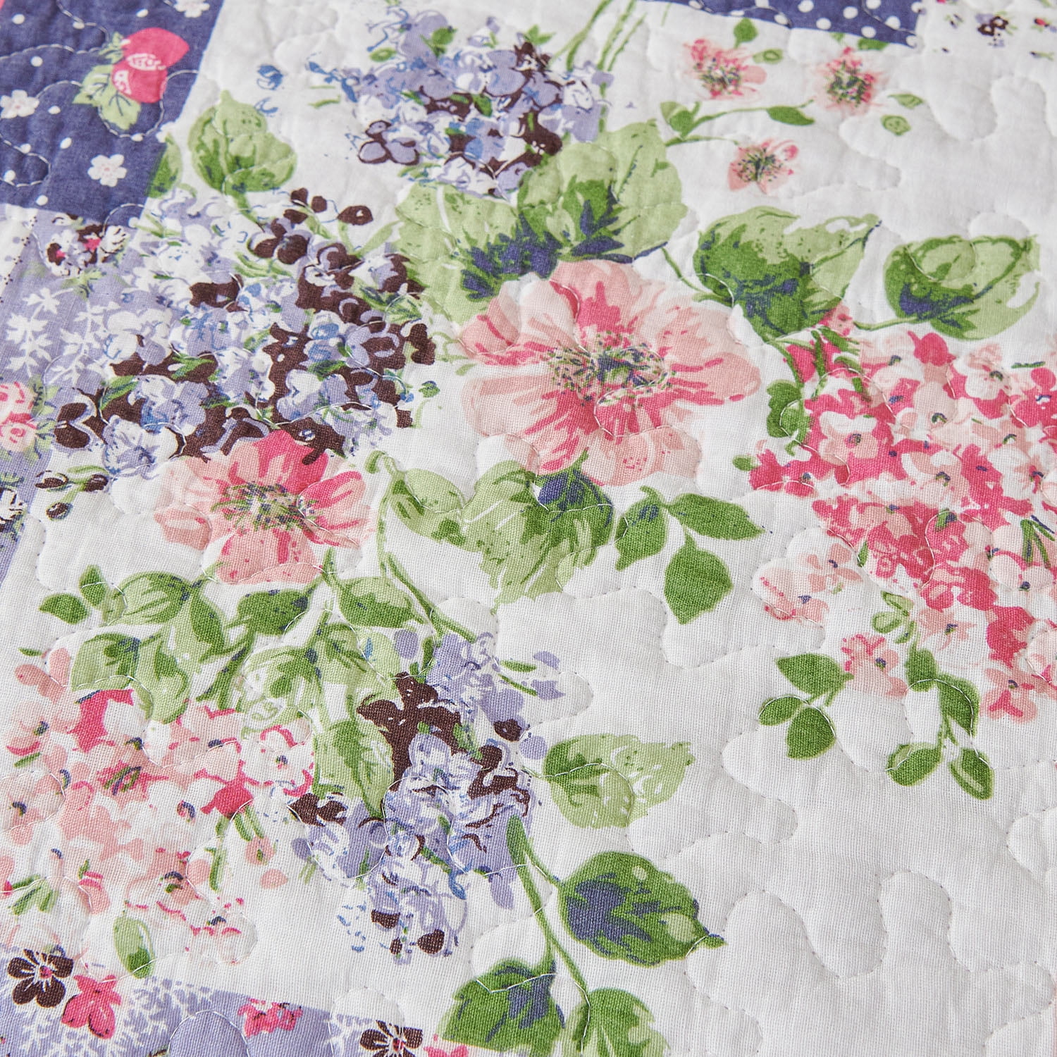 Evenhug Quilts 3-Piece Square Multi-Color Floral Patchwork King Quilt Set With 2 Shams