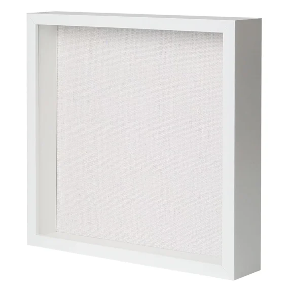 Muzilife 10x10 inch Shadow Box Picture Frame with Linen Board Deep Wood Glass Display Case, White