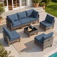 thumbnail image 2 of MRUAKA 7 Pieces Wicker Outdoor Patio Furniture Set, All Weather Yellow PE Rattan Sectional Conversation Sofa Set for Backyard,Pool,Light Blue, 2 of 8