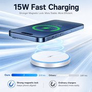 WTUHU Magnetic Wireless Charger 15W Fast Mag-Safe Charging Pad for iPhone 17/16/15 /14/13/12 Series AirPods 3/2/Pro/Pro 2, White