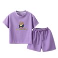 thumbnail image 2 of Cethrio Kids Girls Outfit Sets, Casual Summer Short Sleeve Shirts and Shorts Sets Purple Size 18-24 Months, 2 of 3
