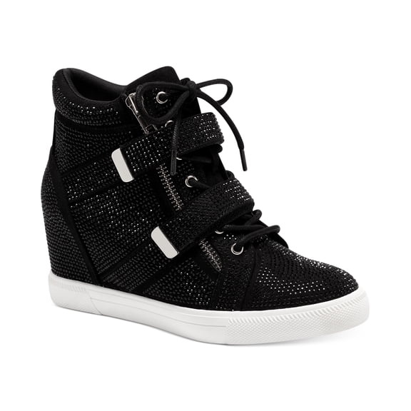 I.N.C. International Concepts Womens Debby Wedge Sneakers Black Crystal 11M