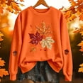 thumbnail image 2 of Womens Crew Neck Graphic Sweatshirts Trendy Maple Leaf Printed Long Sleeve Pullovers Causal Fall Loose Fit Tops Tshirts Orange XXL, 2 of 6