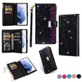 thumbnail image 1 of Mantto Women Case for Samsung Galaxy S20 Ultra - 6.9 inch Wallet Case, Multifunctional 9 Card Slots Bling Zipper Purse Pocket Glitter Leather Magnetic Flip Kickstand Wrist Strap Case, Black, 1 of 11