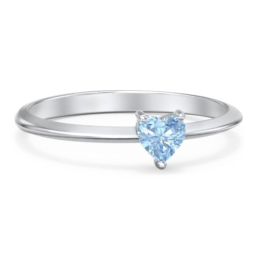 Bague Pierre de Naissance Cœur - Topaze Bleue (Décember)