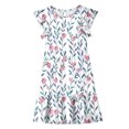thumbnail image 5 of Nmnitkp Girl Dresses Floral Print Ruffle Sleeve Tiered Loose Fit Pleated Swing Midi Boho Dress Pink,5 Years, 5 of 8