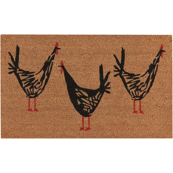 Now Designs 3075218aa Doormat, Chicken Scratch, Black