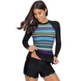 thumbnail image 2 of POGLIP Women's Multicolor Zigzag Accent Rashguard and Shorts, 2 of 5