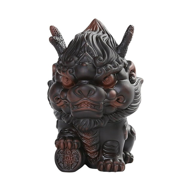 veasfak Statue Miniature d'Animal de Thé Kylin Chinois Modèle d'Animal de Thé Kung Fu pour Salon