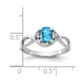 thumbnail image 2 of Solid 14k White Gold 6x4mm Oval Blue Topaz Checker VS Diamond Engagement Ring Size 6.5 (.024 cttw.), 2 of 3