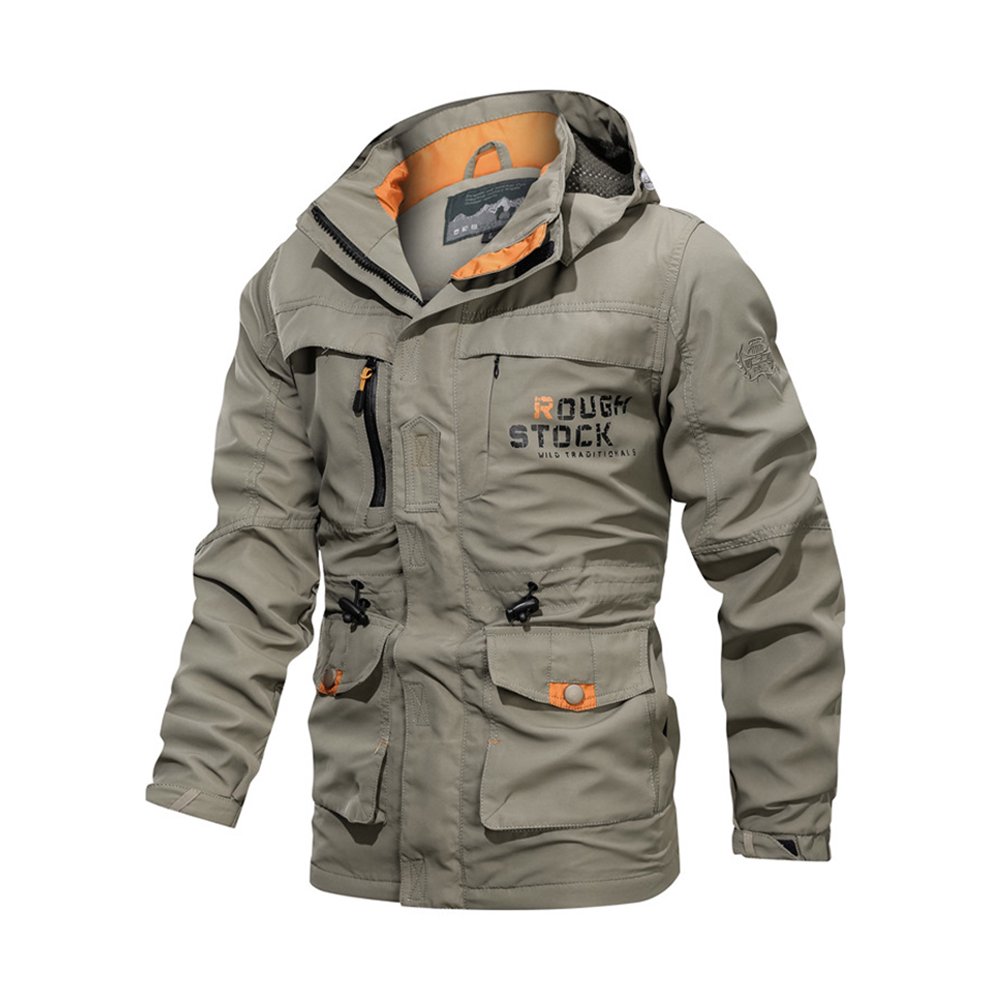 Men's Plus Size Windproof Hooded Hiking Long Sleeve Skinny Zip Overcoat