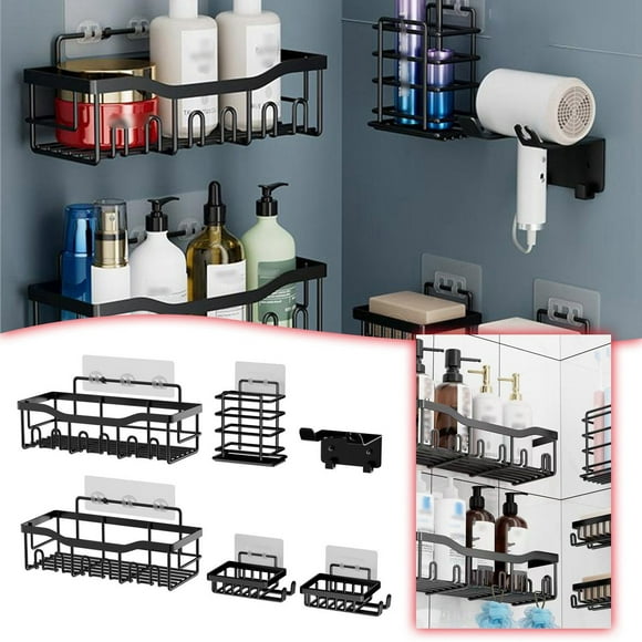 Boreal Craft Kitchen Dish Rag Holder Faucet Rack Soap Basin Stand Wall Storage Rack 6 Piece Set No Drilling Shower Shelf For Bathroom Kitchen Storage Rack Wall Shelf Storage