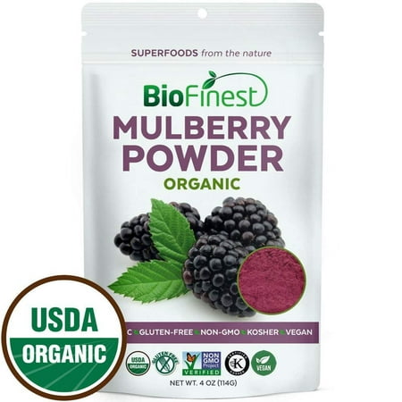 Biofinest Mulberry Juice Powder - 100% Pure Freeze-Dried Antioxidants Superfood - USDA Certified Organic Kosher Vegan Raw Non-GMO - Boost Digestion Weight Loss - For Smoothie Beverage Blend (4