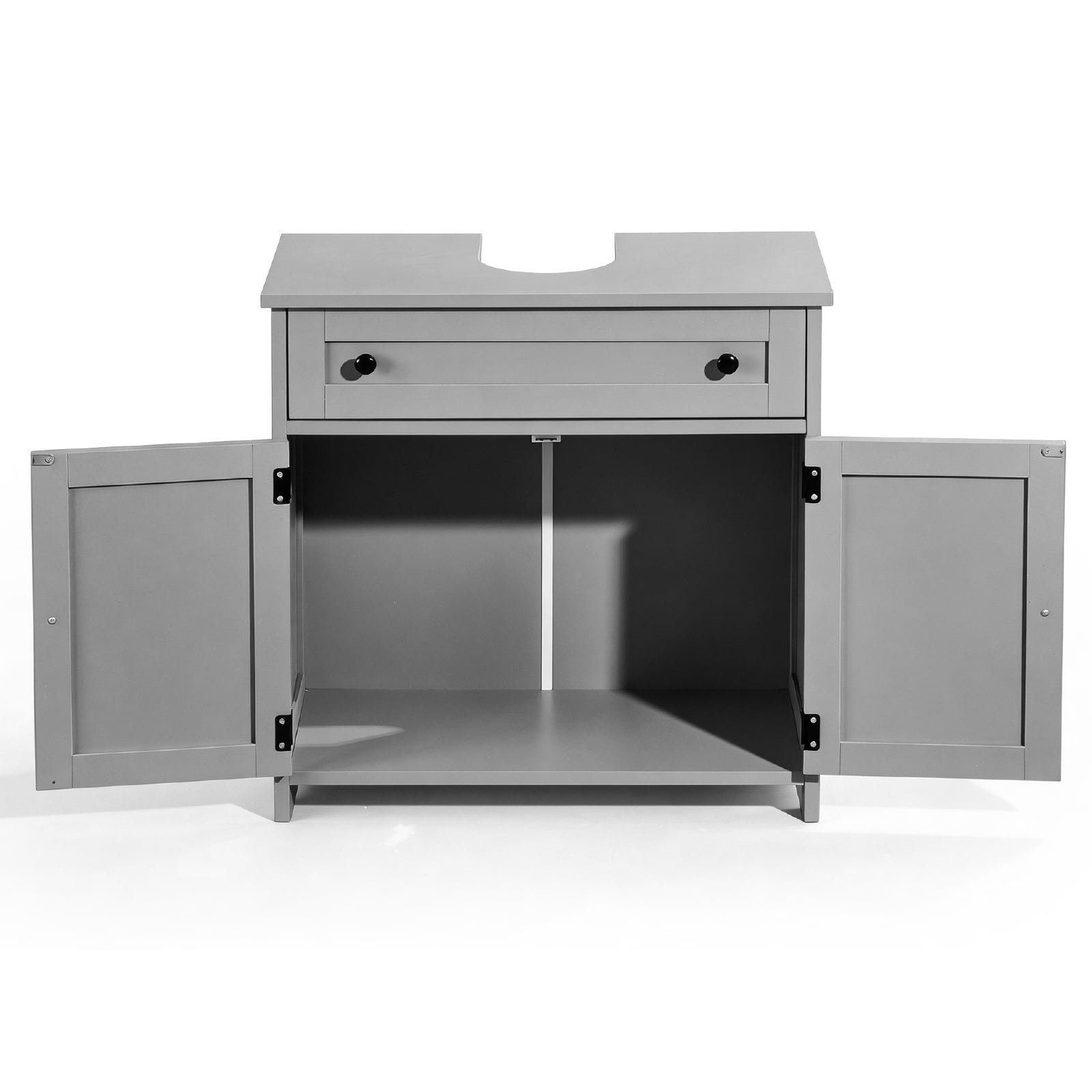 Ktaxon Bathroom Vanity Cabinet, Under Sink Pedestal w/ One Drawer and Two Doors, Wall - mounted Drainage, Gray