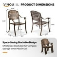 thumbnail image 3 of Patio Chairs Set of 2 - Stackable Outdoor Cast Aluminum Dining Chairs with Vintage Bronze Finish and Plaid Pattern, Metal Armchairs for Poolside, Backyard, Balcony (No cushion), 3 of 10