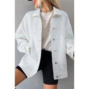 Eytino Womens Denim Jacket Oversized Jean Jacket Casual Long Sleeve Drop Shoulder Button Front Jean Jacket Coat with Pockets