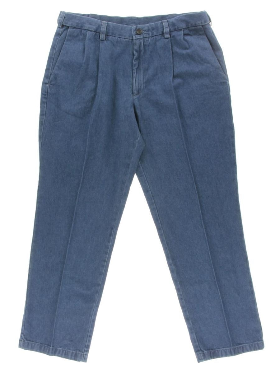 Haggar Mens Denim Double Pleat Casual Pants