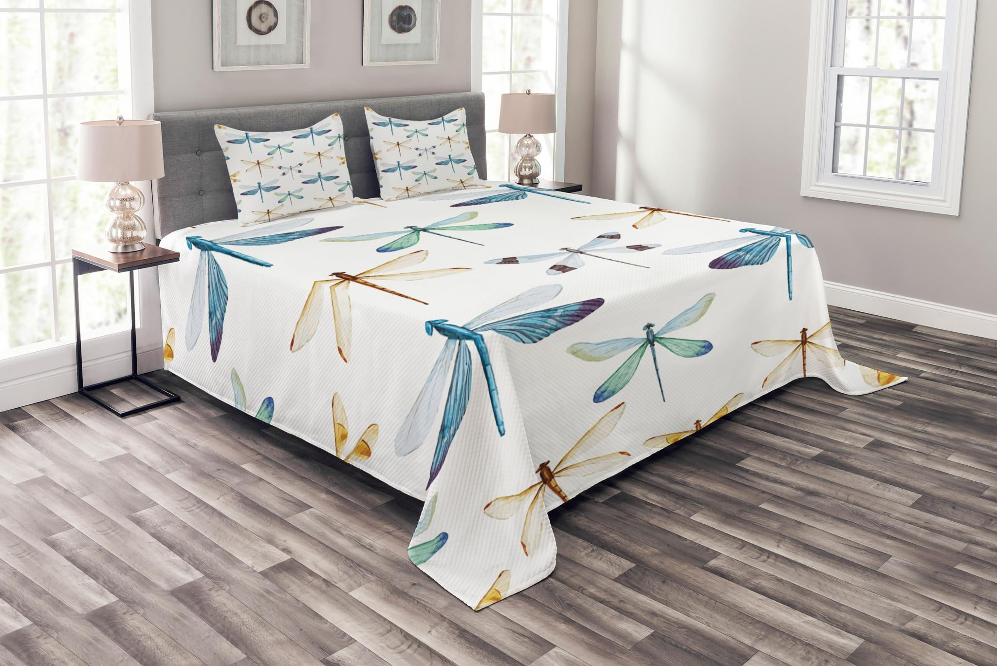 Dragonfly Bedspread Set King Size, Collection of Regularly Dragonfly