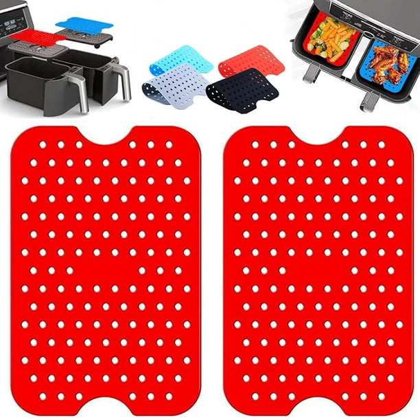 Revestimiento de silicona reutilizable para freidora, accesorios de cocina para freidoras de doble cesta, fácil limpieza - 13 x 20 cm (rojo) Revestimiento de silicona reutilizable para freidora de aire, accesorios de cocina para freidoras de doble cesta, fácil limpieza - 13 x 20 cm 20 cm (rojo) Kuyhfg Bienvenido a Kuyhfg