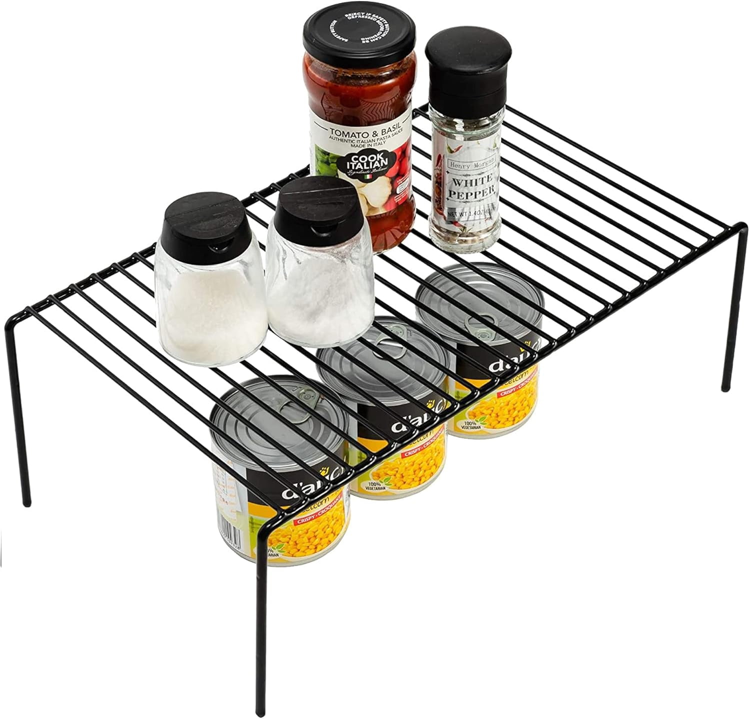 6 Pack Large Cabinet Storage Shelf Rack, Rustproof Kitchen Organizer for Fridge, Bathroom, Black