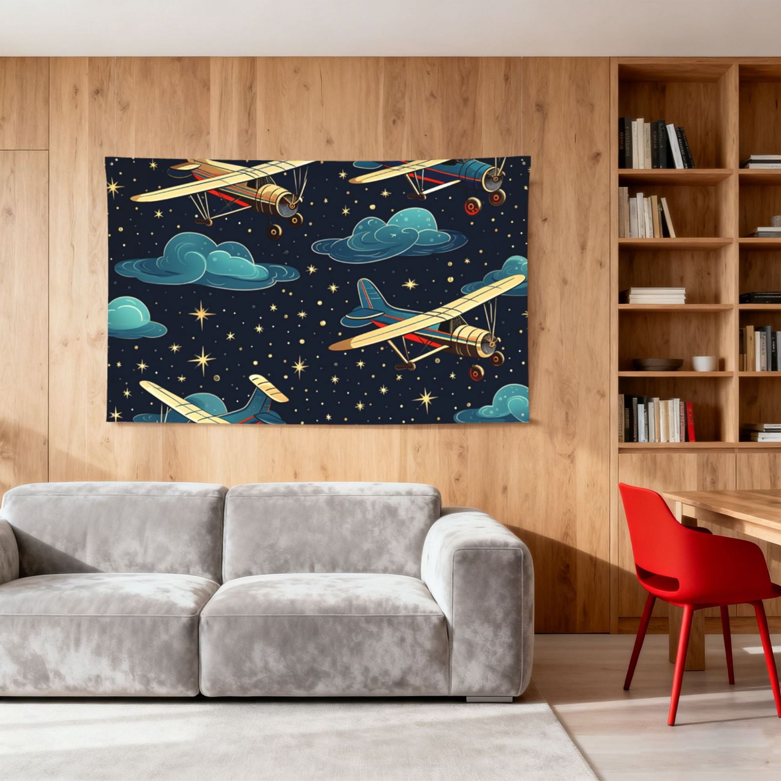 Airplane Retro Old Fashioned Stars Four Hole Decorated Banner Flag for Garden Yard Home Decoration Indoor Outdoor 4x6 Ft