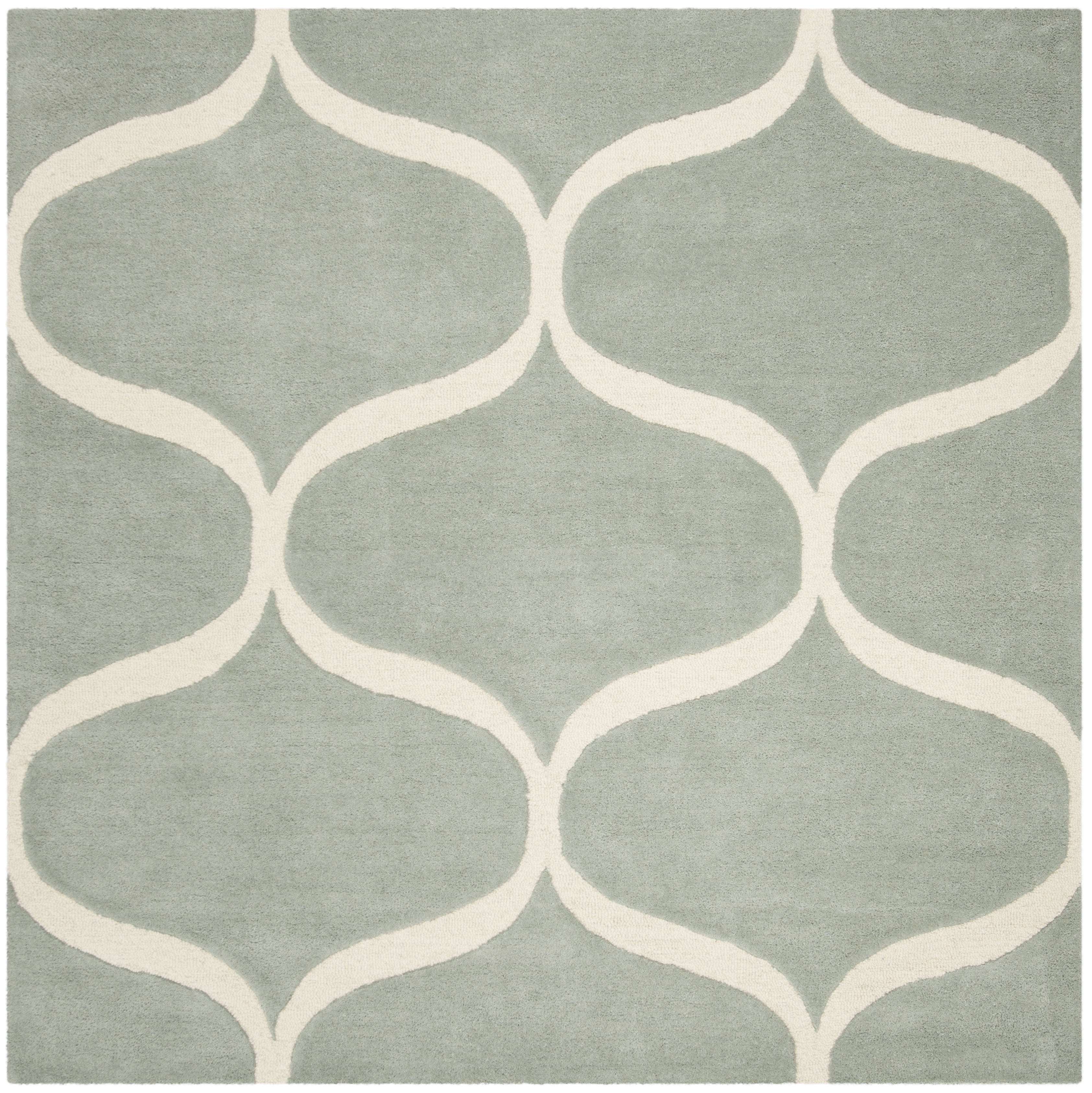 SAFAVIEH Cambridge Jared Geometric Wool Area Rug, Gray/Ivory, 6' x 6' Square