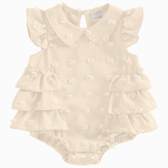 Newborn Outfits Baby Girl Clothes Summer Fly Sleeve Floral Embroidery Romper Ruffle Bodysuit Jumpsuit One Piece