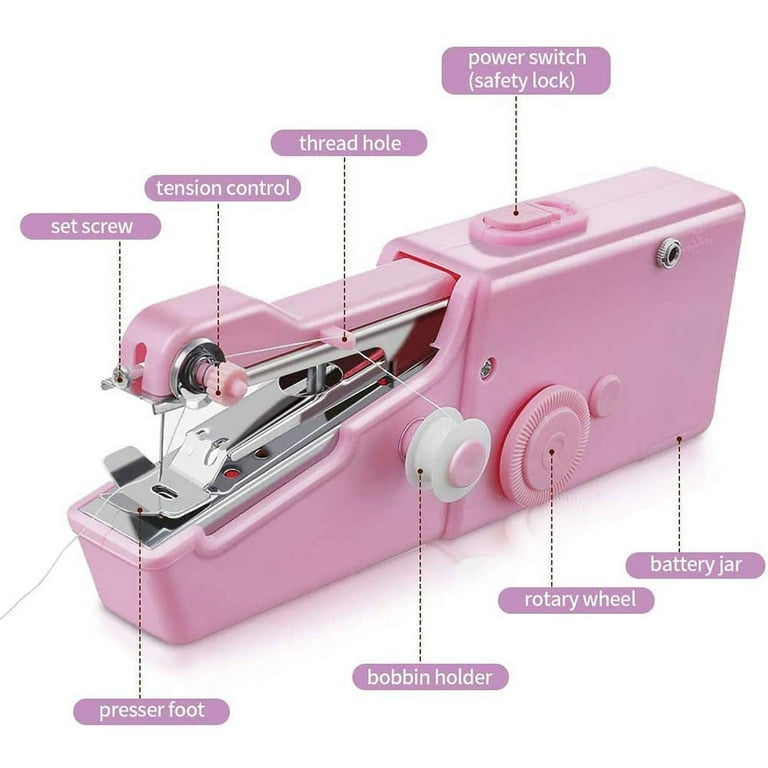 Buy CHARMINER Handheld Sewing Machine, Small Sewing Machine, Mini Handy  Cordless Portable Sewing Machine, Quick Repairing Suitable for Denim  Curtains Leather DIY 18 PCS White Online at desertcartINDIA