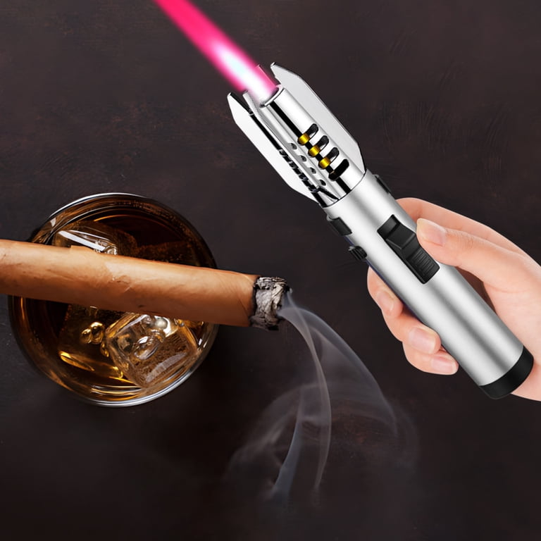 lightsaber cigarette lighter HDWUEN Lightsaber Lighter,Long Lighters Jet Flame Torch,Stove Lighter for  Camping,Candle,BBQ,Silver