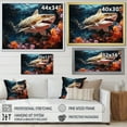 thumbnail image 4 of Designart "Sharks Of The Abyss Portrait II" Coastal Coral Under Water Floater Framed Canvas Wall Art, 4 of 5