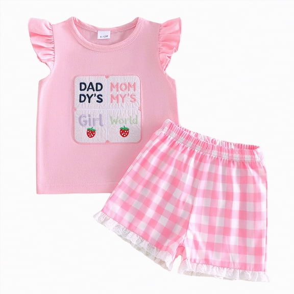 TOWED22 Baby Girl Summer Clothes 2pcs Cute Sets Toddler Sleeveless Tank Top and Shorts Sweet Outfits Cotton Tee Clothing with Pockets Casual(Red,6-12 M)