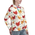 thumbnail image 2 of Yiaed Colorful Flower Chickens Print Womens Casual Hoodies Crew Neck Long Sleeve Sweatshirts With Pocket Pullover Tops Women's Hooded Sweatshirt-Small, 2 of 5