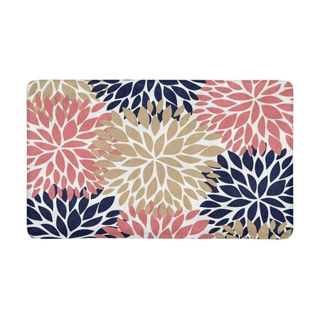 Navy And Coral Decor MKHERT Dahlia Pinnata Flower Coral Beige and Navy Blue Doormat Rug Home Decor Floor Mat Bath Mat 23.6x15.7 inch ()