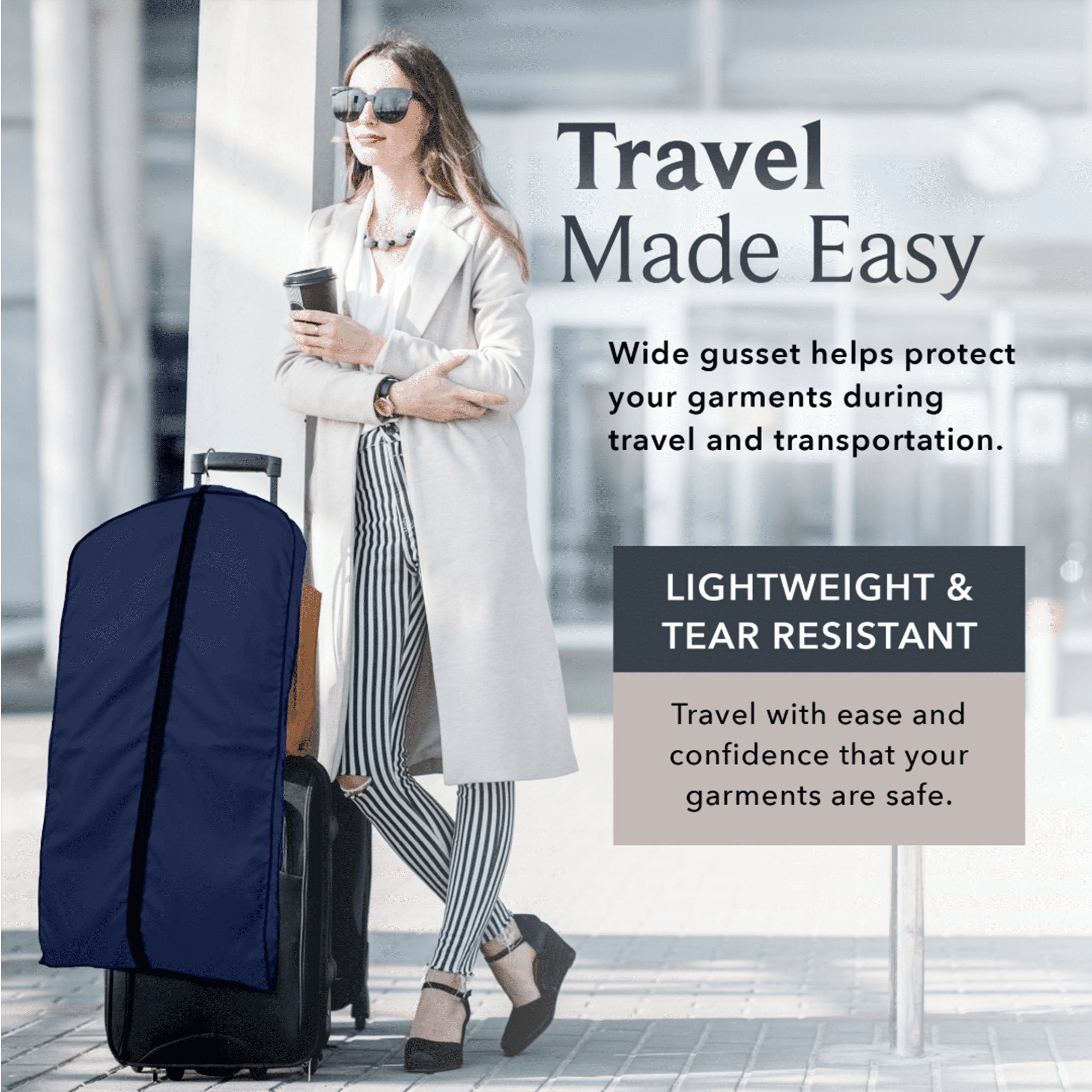 Basic LTD Breathable Navy Cotton Poplin Garment Bag, 1 Count
