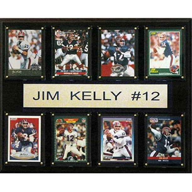 CandICollectables 1215JKELLY8C NFL 12 x 15 Po Jim Kelly Billets de Buffle Plaque de 8 Cartes