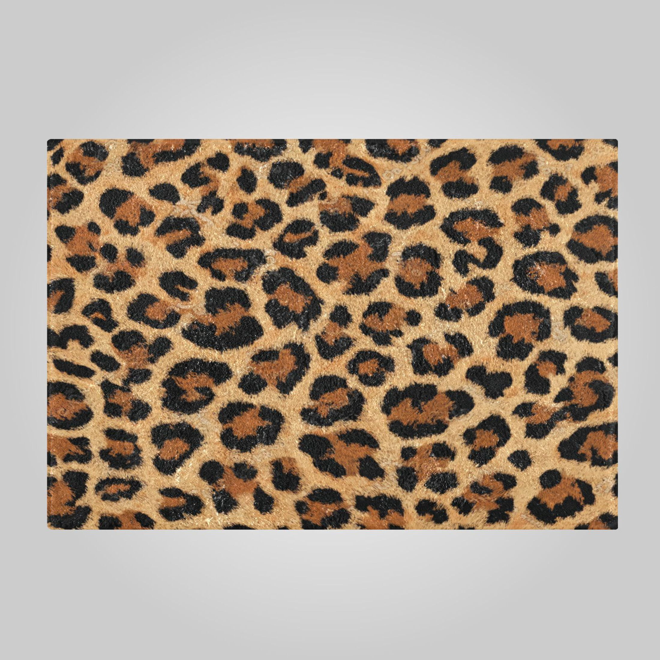 RMDQTR 2PCs Bathroom Rugs Set Plush Toilet Base Mat 16" × 24" Bath Mat and 20" × 24" U Shape Soft Rugs Non Slip Absorbent Wild Amber Cheetah