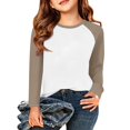 thumbnail image 4 of YunPes Girls Cotton T-Shirt Contrast Raglan Long Sleeve Crewenck Tops Youth Casual Versatile Baseball Tees 3-13 Years, 4 of 7