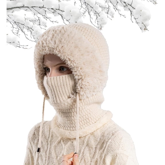 3 in 1 Beanie Hat with Scarf and Mask - Warm Knitted Beanie Hat,hat with Scarf Attached for Outdoor Skiing Hiking
