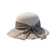 thumbnail image 4 of Women's Elegant Linen-Blend Boater Hat with Large Bow, Sun-Protective Straw Hat for Beach Vacations, Church Events and Summer Outfits, Classic Wide Brim Hat-Coffee, 4 of 4