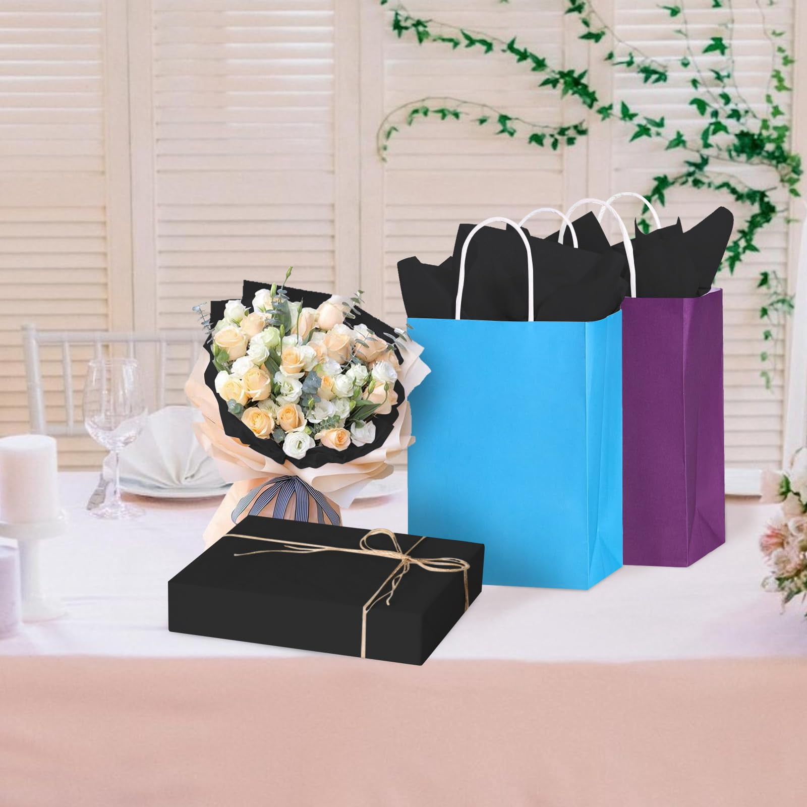 140 Sheets Tissue Paper – 14 x 20 Inch, Bulk for Gift Wrapping, Wedding, Birthday, DIY Crafts, Arts, Decor, Available in Black, Blue, Green, Pink, and White