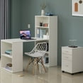 thumbnail image 2 of Basicwise QI004018.WT.M 47.25 x 20 x 47.25 in. Computer Writing Workstation Table with Combo Bookshelf Bookcase, White - Medium - Rectangle, 2 of 5