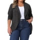 thumbnail image 1 of Cárdigan de punto para mujer de tallas grandes Agnes Orinda, con solapa, de manga larga, abierto por delante, con dobladillo irregular, suéter casual suave 4X gris oscuro, 1 of 6
