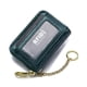 thumbnail image 1 of Tarjetero de cuero con bloqueo RFID para mujer, cartera compacta con identificación transparente y llavero, 1 of 6