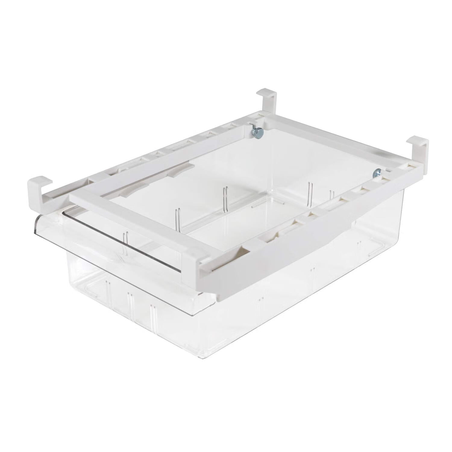 Fridge Drawer Organizer, Refrigerator Organizer Bins, Pull Out with Handle, Shelf Holder Storage Box, Clear Container for Food, Drinks, Fit for Fridge Shelf Under 0.6" (1 Pack Medium)
