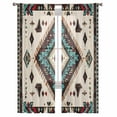 thumbnail image 2 of Red Teal Brown Southwestern Semi Sheer Curtains 72 Inch Length 2 Panels Set, Ethnic Geometric Boho Retro Sheer Kitchen Curtain Privacy Voile Window Curtain for Living Room Bedroom Rod Pocket Drapes, 2 of 7
