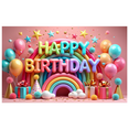 thumbnail image 2 of Colorful Theme Happy Birthday Banner Rainbow Background Party Decoration for Birthday Celebration Kids Party Indoor Decoration, 2 of 7